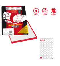 Etichette adesive R/300 - in carta - permanenti - tonde - diametro 20 mm - 88 et/fg - 100 fogli - bianco - Markin