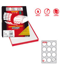 Etichette adesive R/310 - in carta - permanenti - tonde - diametro 60 mm - 12 et/fg - 100 fogli - bianco - Markin