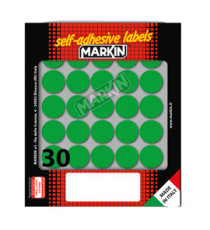 Etichette adesive tonde - in carta - permanenti - diametro 22 mm - 30 et/fg - 10 fogli - verde - Markin