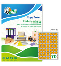 Etichette adesive tonde LP4F - in carta - con margini - permanenti - diametro 25 mm - 70 et/fg - 70 fogli - arancio fluo