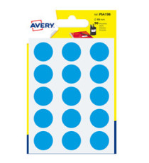 Etichette adesive tonde PSA - in carta - permanenti - diametro 19 mm - 15 et/fg - 6 fogli - blu - Avery