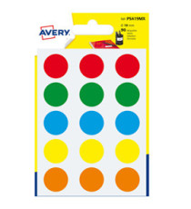 Etichette adesive tonde PSA - in carta - permanenti - diametro 19 mm - 15 et/fg - 6 fogli - colori assortiti - Avery