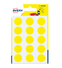 Etichette adesive tonde PSA - in carta - permanenti - diametro 19 mm - 15 et/fg - 6 fogli - giallo - Avery