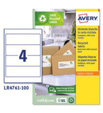 Etichette per raccoglitori - in carta riciclata - permanenti - 61 x 192 mm - 4 et/fg - 100 fogli - bianco - Avery