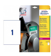 Etichette protezione e sicurezza - in PE - laser - permanenti - 210 x 297 mm - 1 et/fg - 10 fogli -  bianco - Avery