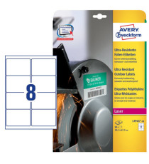 Etichette protezione e sicurezza - in PE - laser - permanenti - 99,1 x 67,7 mm - 8 et/fg - 10 fogli -  bianco - Avery