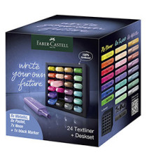 Evidenziatore Textliner 46 - punta a scalpello - colori assortiti - Faber-Castell - deskset 24 pezzi