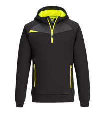 Felpa DX467 a mezza zip - con cappuccio - taglia XL - nero - Portwest
