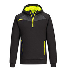 Felpa DX467 a mezza zip - con cappuccio - taglia XXL - nero - Portwest