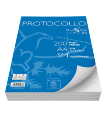 Fogli protocollo Quaxima - A4 - 5 mm - 80 gr - Pigna - conf. 200 pezzi