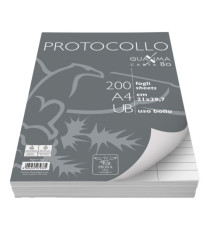 Fogli protocollo Quaxima - A4 - uso bollo - 80 gr - Pigna - conf. 200 pezzi