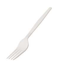 Forchetta monouso in CPLA - 16 cm - bianco - Leone - conf. 50 pezzi