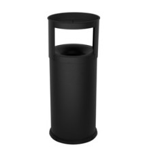 Gettacarte autoestinguente con posacenere - 40 L - diametro 31 cm - H 80 cm - acciaio - nero - Stilcasa