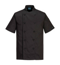Giacca cuoco Kent - maniche corte - taglia L - nero - Portwest