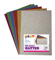Gomma crepp glitter adesiva - 20 x 30 cm - colori assortiti - DECO - busta 10 fogli