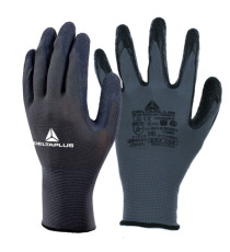 Guanti da lavoro VE630 - poliestere - palmo lattice - taglia 08 - grigio/nero - Deltaplus