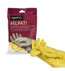 Guanti in lattice - felpati - taglia M/7 - giallo - Perfetto - blister 2 pezzi