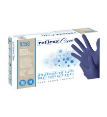 Guanti nitrile ipoallergenici N350 - senza acceleranti - taglia M - blu - Reflexx - conf. 100 pezzi