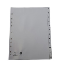Intercalare numerico - PP riciclato - A4 - 12 tasti - grigio - Exacompta
