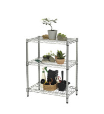 Kit scaffale Archimede Outdoor - 3 ripiani - 36 x 60 x75 cm - acciaio zincato - cromato - Serena Group