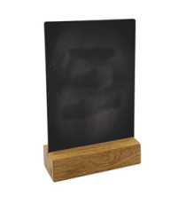Lavagna da tavolo scrivibile - con base in legno massello - A5 - 15 x 21 x 5 cm - nero - Lebez