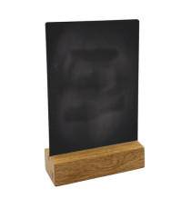 Lavagna da tavolo scrivibile - con base in legno massello - A6 - 10,5 x 15 x 4 cm - nero - Lebez