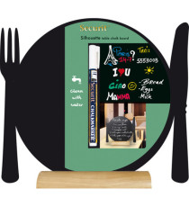 Lavagna da tavolo Silhouette - 24 x 25 cm - forma piatto - nero - Securit
