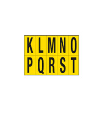 Lettere adesive da K a T - in PVC - 70 x 124 mm - 10 et/fg - 1 foglio - nero/giallo