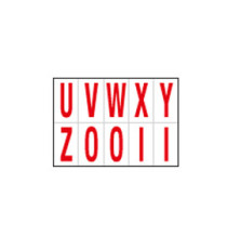 Lettere adesive da U a Z - in PVC - 56 x 99 mm - 10 et/fg - 1 foglio - rosso/bianco