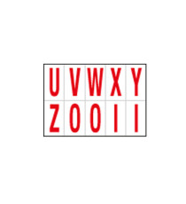 Lettere adesive da U a Z - in PVC - 56 x 99 mm - 10 et/fg - 1 foglio - rosso/bianco