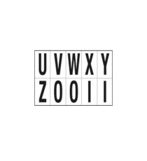Lettere adesive da U a Z - in PVC - 70 x 124 mm - 10 et/fg - 1 foglio - nero/bianco