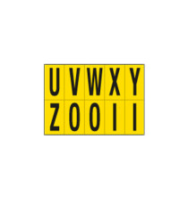 Lettere adesive da U a Z - in PVC - 70 x 124 mm - 10 et/fg - 1 foglio - nero/giallo