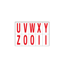 Lettere adesive da U a Z - in PVC - 70 x 124 mm - 10 et/fg - 1 foglio - rosso/bianco