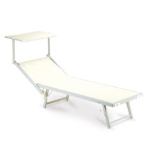 Lettino con copertura Ibiza - 36 x 186 x 59 cm - alluminio/texilene - beige - Garden Friend