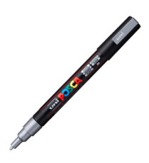 Marcatore a base d'acqua Uni Posca PC3M  - punta fine da 0,9mm a 1,3mm - argento - Uni Mitsubishi