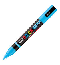 Marcatore a base d'acqua Uni Posca PC5MBR - punta brush 1.0 - 4.0mm - azzurro  - Uni Mitsubishi