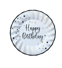 Piatto Happy Birthday - diametro 20 cm - carta - Big Party - conf. 8 pezzi