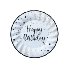 Piatto Happy Birthday - diametro 20 cm - carta - Big Party - conf. 8 pezzi