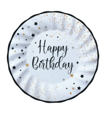 Piatto Happy Birthday - diametro 25 cm - carta - Big Party - conf. 8 pezzi