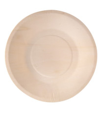 Piatto piano monouso - rotondo - diametro 21,5 cm - legno - colore naturale - Signor Bio - conf. 50 pezzi