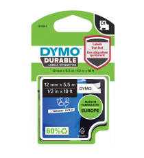 Nastro D1 Durable 1978364 - 12 mm x 5,5 mt - vinile - nero/bianco - Dymo