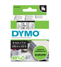 Nastro D1 standard 409100 - 9 mm x 7 mt - PL - nero/trasparente - Dymo