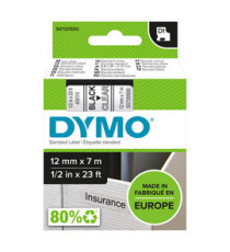 Nastro D1 standard 450100 - 12 mm x 7 mt - PL - nero/trasparente - Dymo