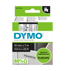 Nastro D1 standard 450100 - 12 mm x 7 mt - PL - nero/trasparente - Dymo