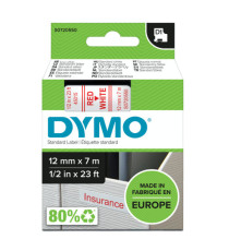 Nastro D1 standard 450150 - 12 mm x 7 mt - PL - rosso/bianco - Dymo
