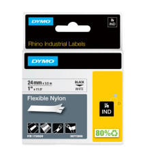 Nastro Rhino 1734524 - 24 mm x 3,5 mt - nylon flessibile - nero/bianco - Dymo