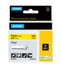 Nastro Rhino 18433 - 19 mm x 5,5 mt - poliestere permanente - nero/giallo - Dymo