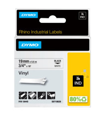 Nastro Rhino 18445 - 19 mm x 5,5 mt - vinile - permanente - nero/bianco - Dymo
