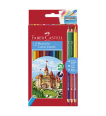 Matita colorata eco Il Castello+3 bicolor - diametro mina 3,00 mm - colori assortiti - Faber-Castell - astuccio 12 pezzi