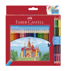 Matita colorata eco Il Castello+3 bicolor - diametro mina 3,00 mm - colori assortiti - Faber-Castell - astuccio 24 pezzi